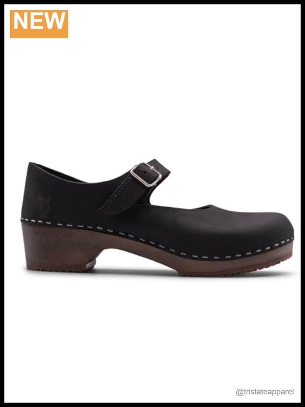 Sandgrens Handmade Swedish Wood Clogs Low Heel Nubuck Mary Jane Sandals